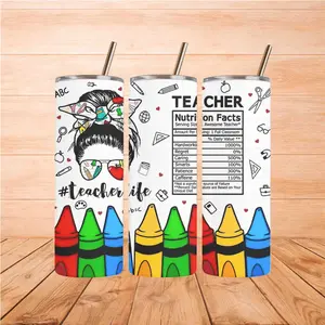 TeacherLife 20oz Stainless Steel Insulated Water Bottle with Lid, Reusable Drinkware for Teachers