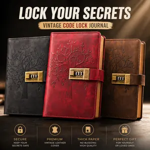 A5 Vintage Sketchbook with Lock, Password Lock Journal Blank Pages for Drawing, Doodling & Creative Journaling, Faux Leather Tree of Life Diary, Gift for Artists Women & Men CAGIE