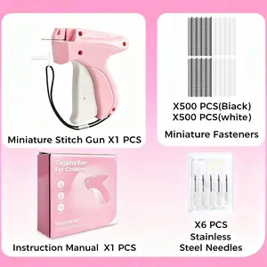 Quick Clothing Fixer, 1 Count Handheld Tag Attacher Gun with 6 Counts Needles &1000pcs Barbs Fasteners, Sewing Craft Kit for Retail Hang Price Fabric