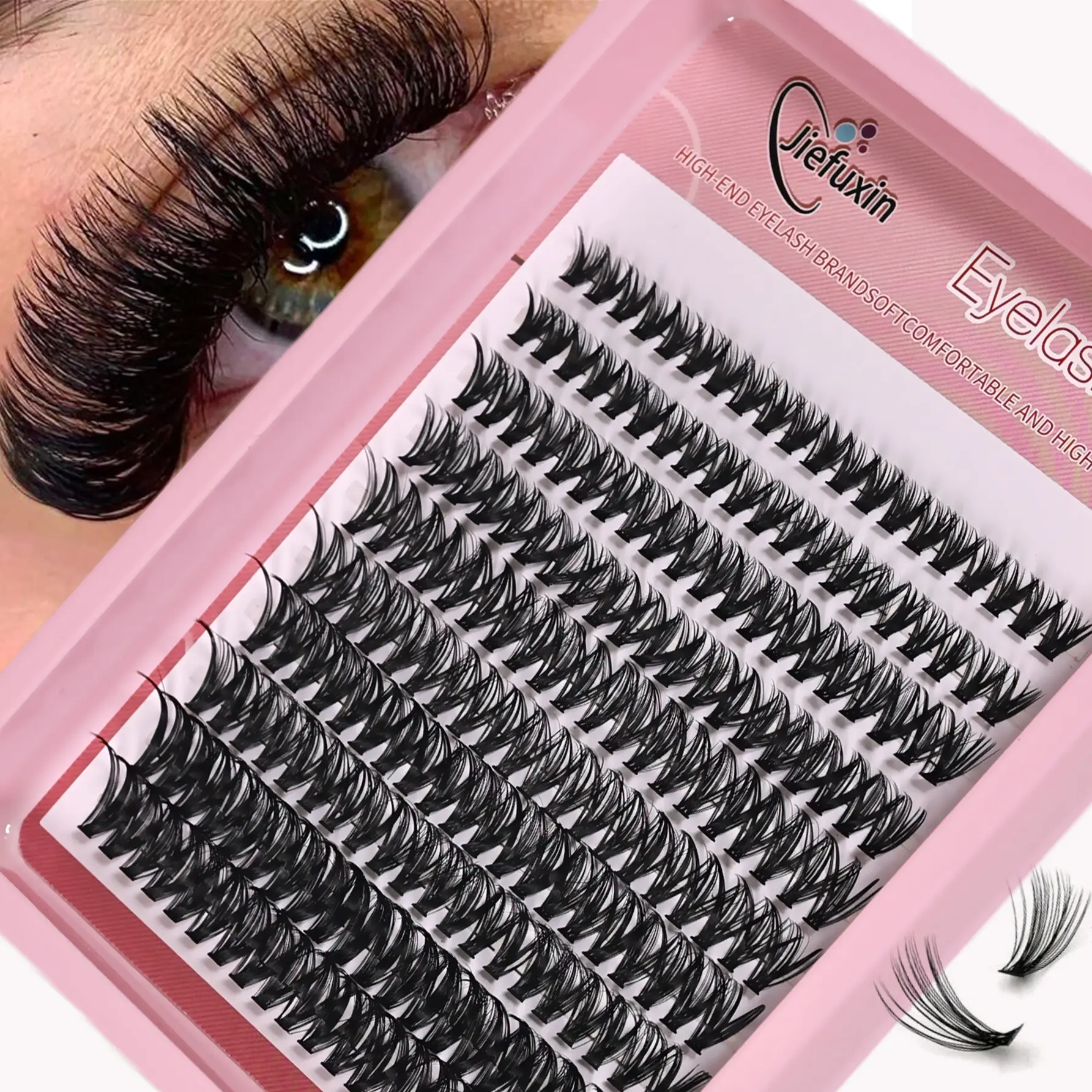 Individual Lashes 8-16mm 200pcs, Cluster Lashes Natural Look Mixed Tray, DIY Eyelash Extension Kit, Volume Lash Clusters, Long Individual Lash Extensions, Eyelash Extensions Set