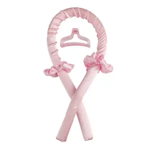 Heatless Hair Curler, Heatless Curling Rod Headband, Heatless Curler No Heat Curls Ribbon with Hair Clips and Scrunchie, Overnight Sleeping Curls Silk Ribbon Hair Rollers Styling Kit Lightweight Gift