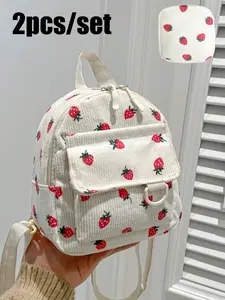 2026 New Minimalist Strawberry Print Mini Handbag, Adjustable Shoulder Strap, Zipper Opening, Lightweight Small Crossbody Bag for Women