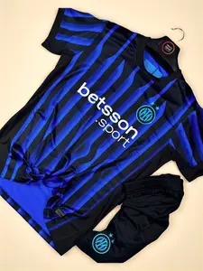 Inter Milan 2025/26 Home and Away Full Set Soccer Kit, Serie A Premium Fabric Match Style Set U