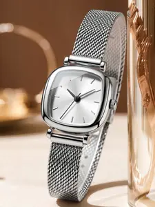 Elegant Commuter Square Watch, Vintage Mesh Strap, Simple Dial, Waterproof Daily Wear, Perfect Gift for Girlfriend or Bestie