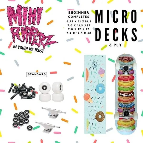 Mini complete skateboard deck 6.75-7.75 deck sizes