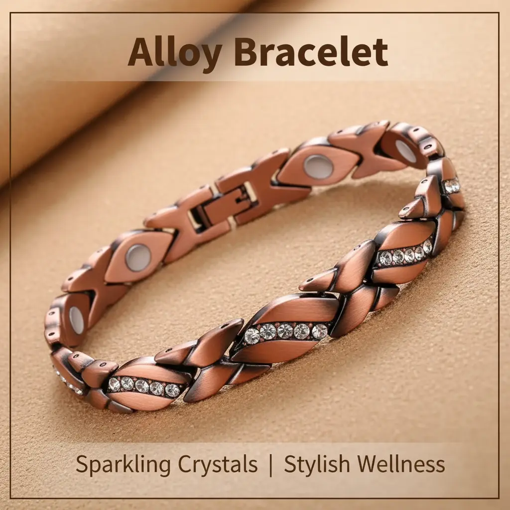 Vintage Copper Geometric Bracelet for Women – Art Deco Inspired Alloy Link Chain, Minimalist Retro Statement Jewelry | Unique Gift Her