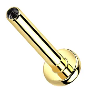 Gold PVD Titanium Internally Threaded Flat Back Labret (Back Only)