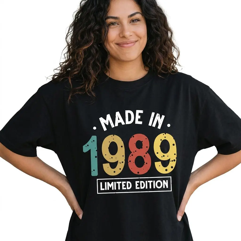 Made In 1989 Graphic Tee Women Vintage Limited Edition Birthday Shirt Plus Size