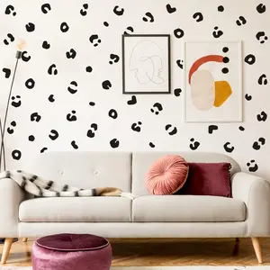 Black Vinyl Jungle  Spot Wall , Peel and Stick Modern Abstrat Minimalist Leopard  Print Wall Stickers for  Bedroom Bathroom Living Room  Wall Decor