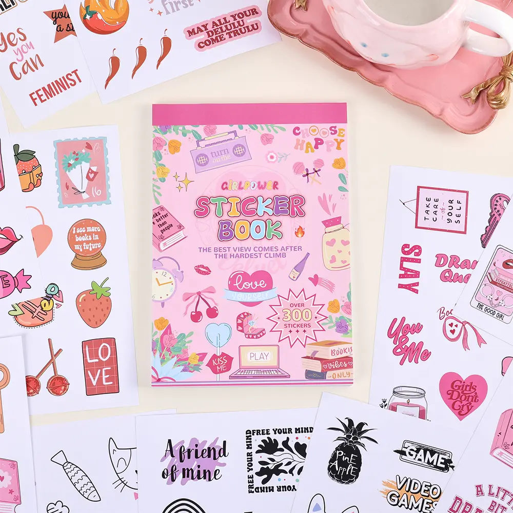 DIY Scrapbooking Adhesive Sticker Book - 30 Sheets, 300+ Pcs Colorful Labels with Creative Marking Tags & Embellishments for Bullet Journaling to Enhance Your Projects