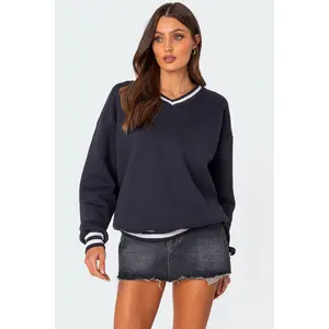 Caryn Oversized V Neck Sweatshirt