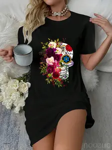 Day of the Muertos Flower Floral Sugar Skull Mexican Women Dress