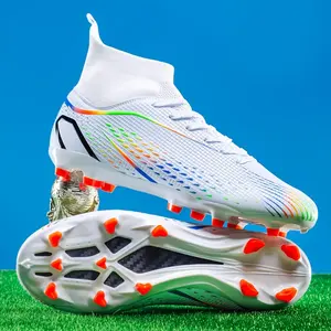 Men's High-Top FG Soccer Cleats - Professional Outdoor Non-Slip Breathable Football Shoes With All-Weather Grip, Studs For Enhanced Traction On Turf Or Grass