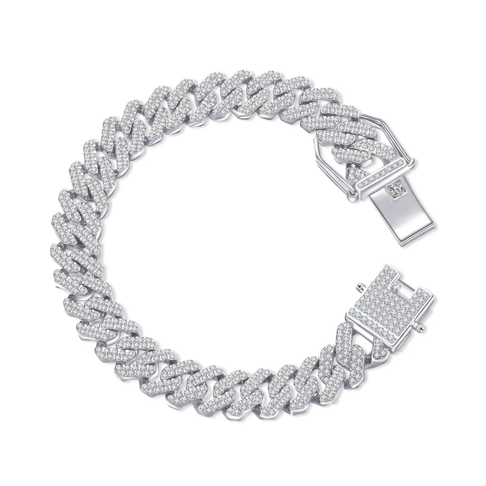Cuban link bracelet, iced out Miami gold-plated hip hop bracelet with full cubic zirconia prongs, Cuban link anklets for men and women party favor