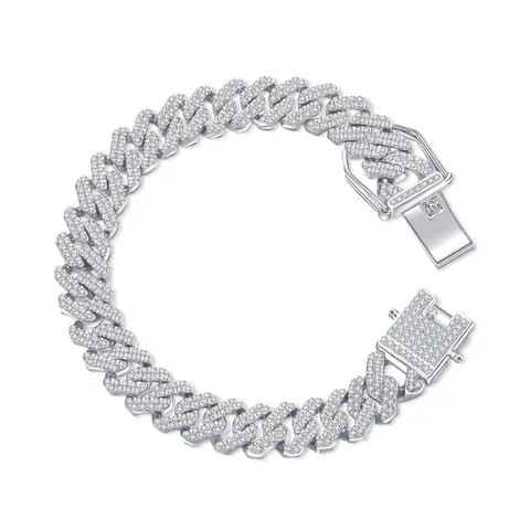 Cuban link bracelet, iced out Miami gold-plated hip hop bracelet with full cubic zirconia prongs, Cuban link anklets for men and women party favor day gift