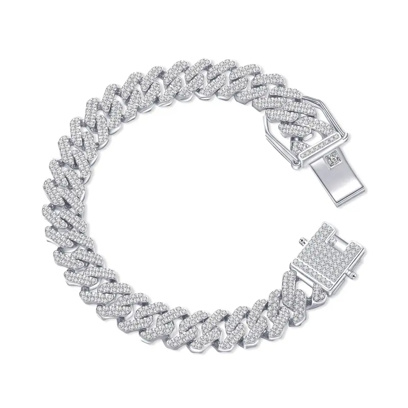 Cuban link bracelet, iced out Miami gold-plated hip hop bracelet with full cubic zirconia prongs, Cuban link anklets for men and women party favor day gift
