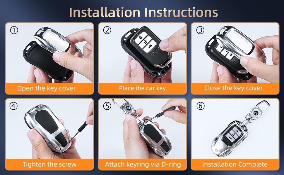 for Honda Key Fob Cover with Keychain - 2025 2024 2023 2022 2021 2016-2020 Civic Accord CR-V Pilot HR-V Ridgeline Odyssey Passport Key Fob Case Protector (Classic Black,For Honda-B)