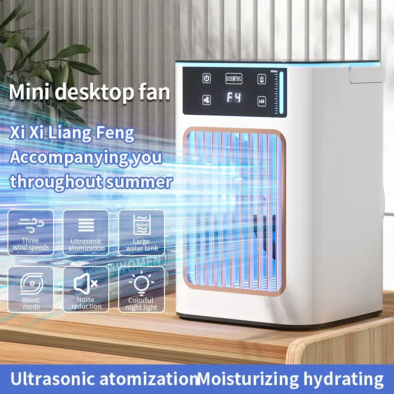 Portable Table Fan with Humidifier, 3-Speed Adjustable, 900ML Water Tank, USB Powered, Ultra Quiet, for Home, Office, Bedroom, Bedroom Fans for Cooling