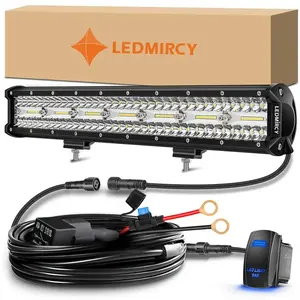LEDMIRCY 20" White LED Light Bar – IP68 Waterproof, Memory Function, Off-Road Driving Light Kit for Trucks, SUV, ATV, UTV, Van, Boat with Rocker Switch & Wiring Harness