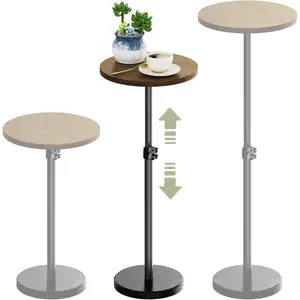 Adjustable Height Small Round Side Table – 18" to 32" Range, 11" Diameter Top, 5 lb Marble Base for Stability