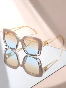 Women's Trendy Oversized Fashion Glasses, Summer Party Dance Accessory, Alloy Frame, Uv400 Lenses Eyewear, Casual Style, All Seasons Wear, Trendy Casual Sunglasses