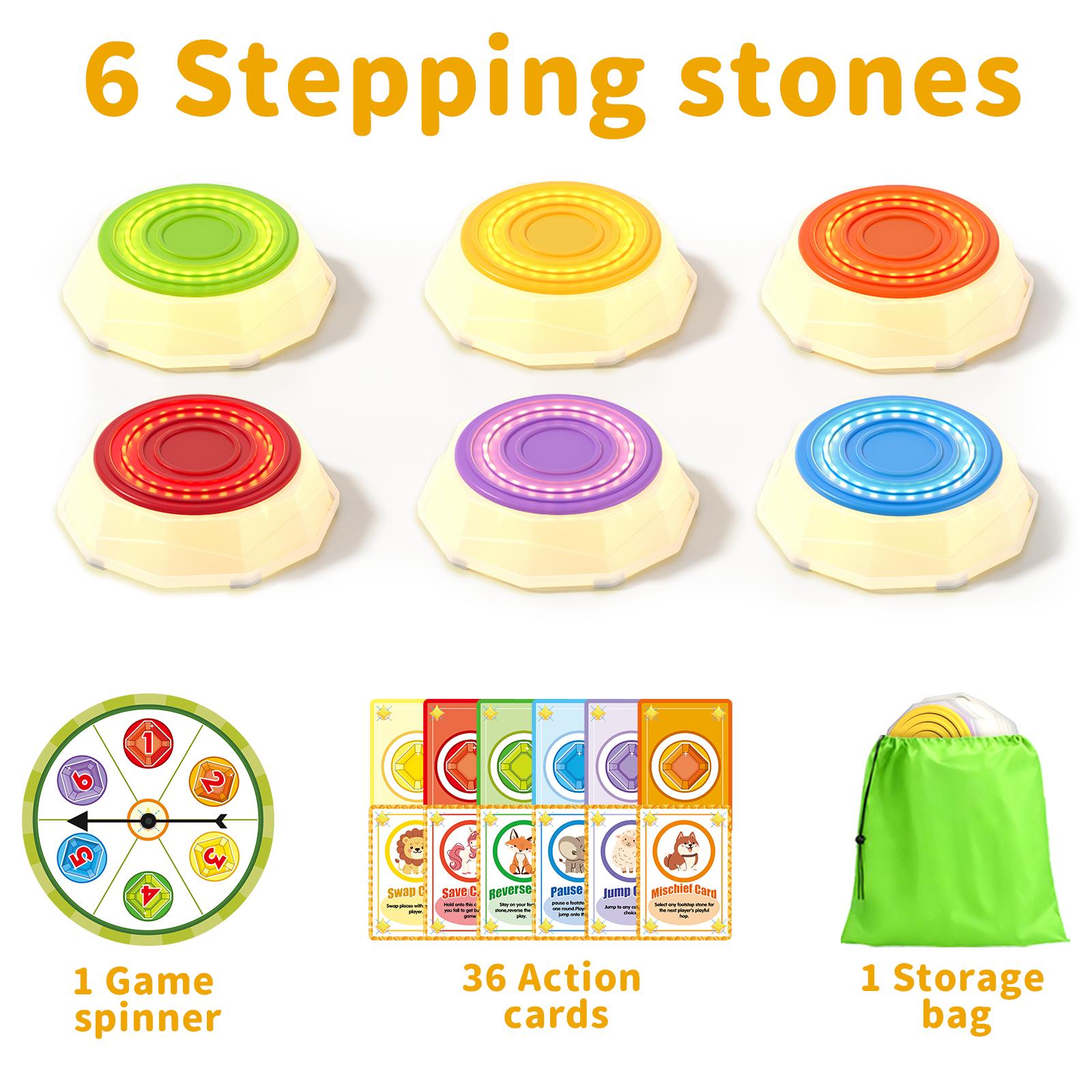 Light Up Stepping Stones for Toddlers 3-5 - 6 PCS Non-Slip Musical Sensory Stepping Stones, Toddler Obstacle Course Sensory Toys, Indoor & Outdoor Play Gift Colorful Fun Soft Design Spring