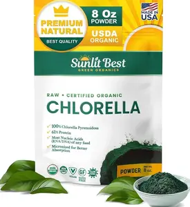 Sunlit Best Chlorella Powder Organic USDA, Green Algae Chlorella Powder, Broken Cell Wall Chlorellas, Raw Vegan Protein Chlorophyll - Non GMO, Gluten Free Superfood, Immune Support Supplement, 8 oz