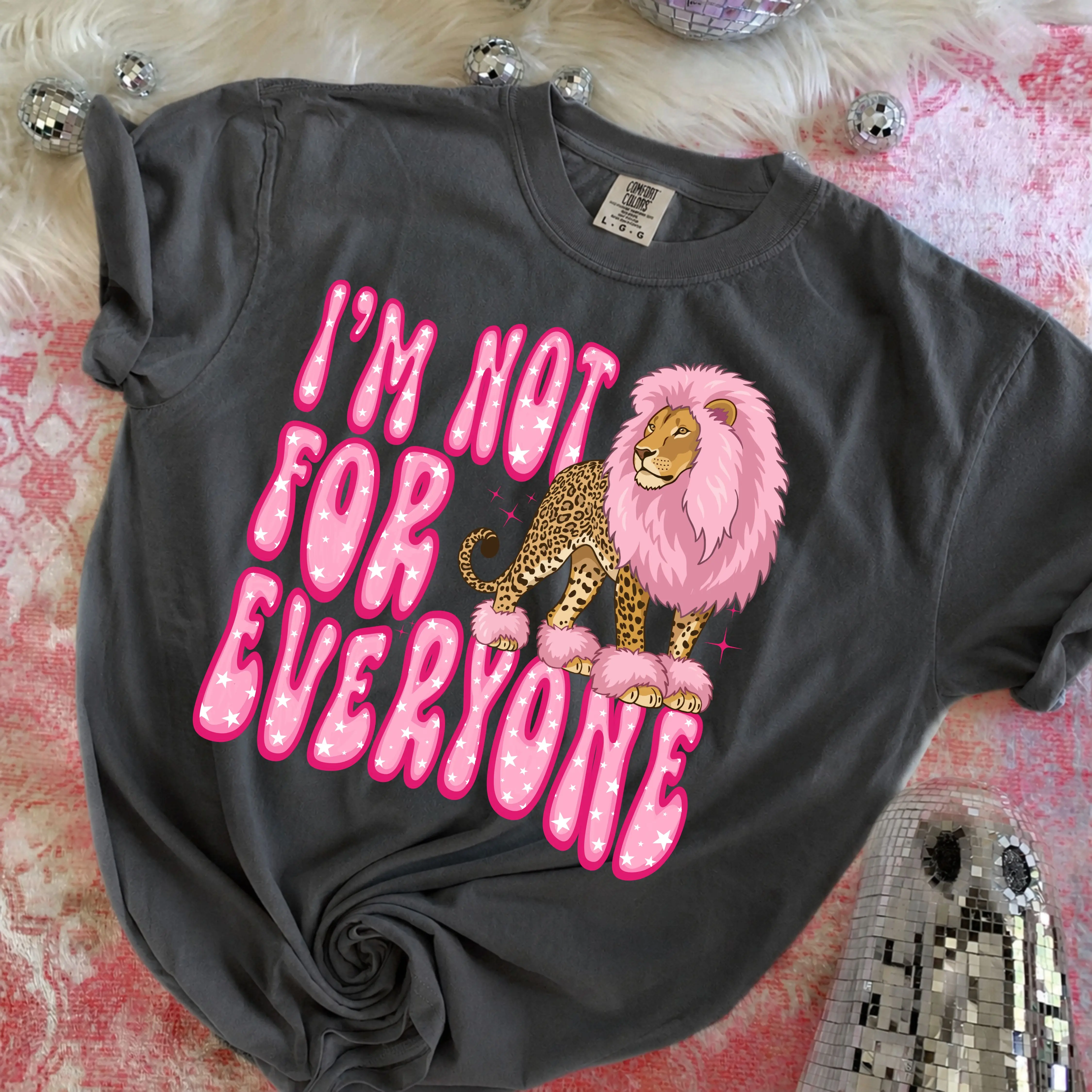 I’m Not for Everyone Graphic T-Shirt | Pink Leopard Lion Comfort Colors Tee Trendy T-Shirt