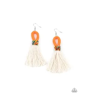 The Dustup - Orange & Multi Seed Bead Earrings