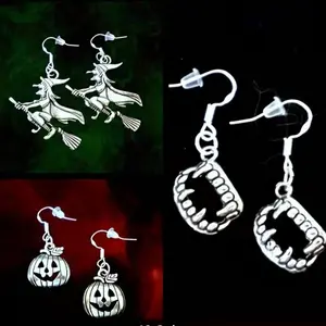 New Cute Halloween Set 3 Pairs Earrings Witch-Vampire Teeth-Pumpkin