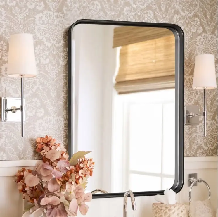 CONCETTA Shatterproof Bathroom Wall Mirror –22" x 30" Vanity Mirror with Rectangular Metal Frame, Anti-Fog, Black, Gift for Mother's Day