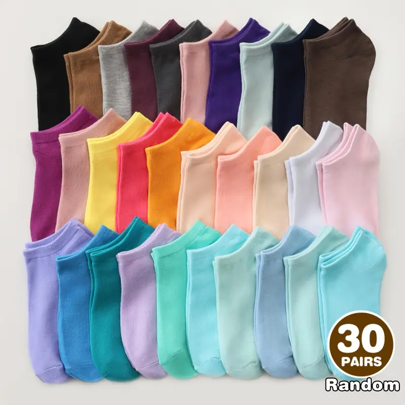 Women's Colorblock Low Cut Ankle Socks - 10/20/30 Bulk Packs, Casual Wear, Bright Candy Colors, Basic Hosiery, One-Size Fit, Stretchy 95% Polyester 5% Spandex, All Seasons Socks,sohochic