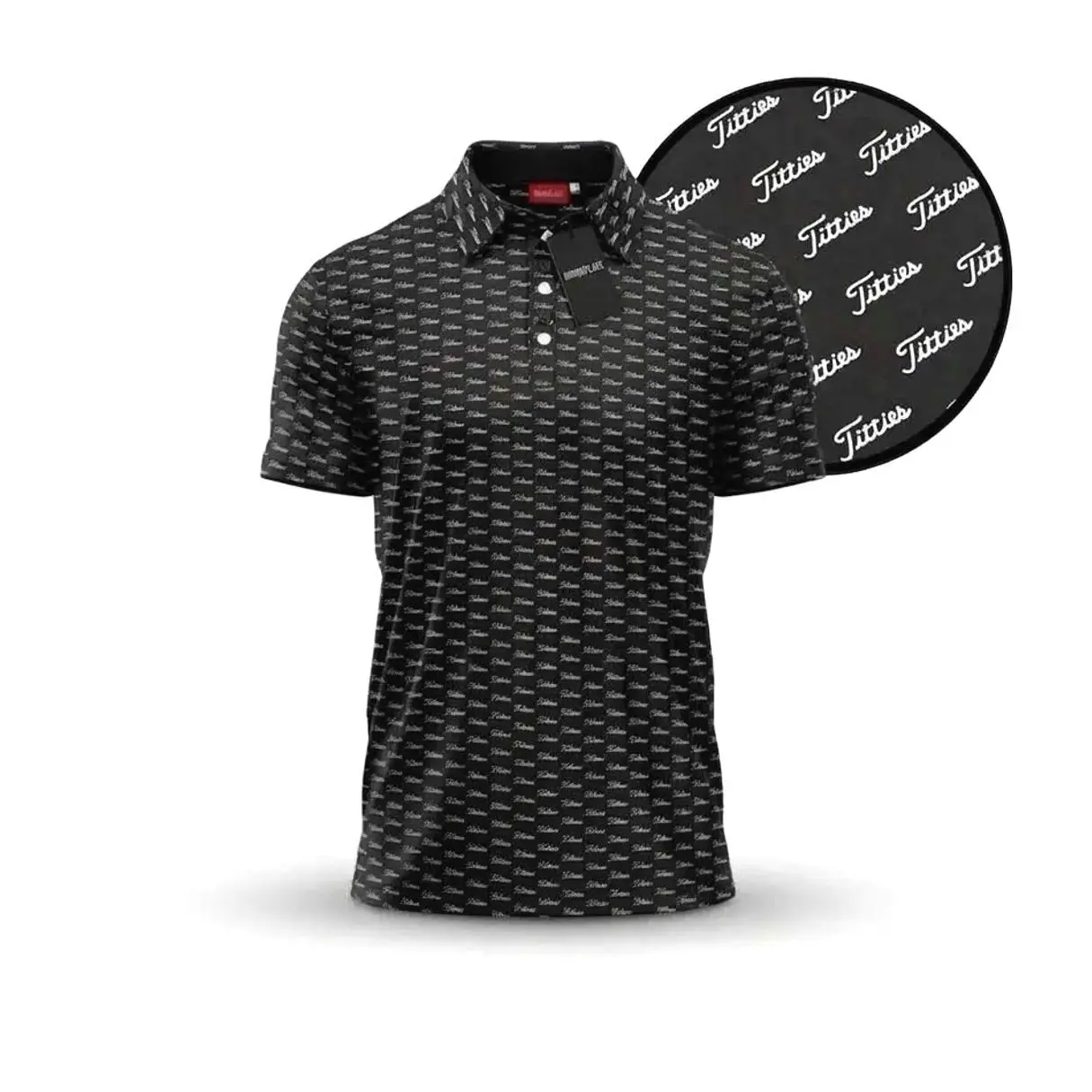 Funny Parody Golf Polo Shirt Men Black Monogram Novelty Print Casual Sports Outfits