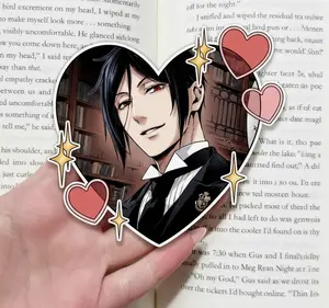 Heart Shaped Anime Butler Phone Grip - Aesthetic Dark Hair Manga Man Phone Holder - Handsome Demon Butler Kindle Accessory - Vintage Goth Bookish Gift