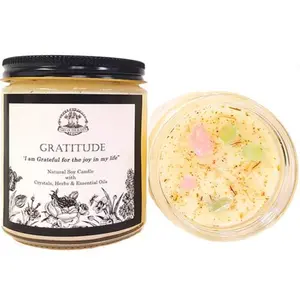 Gratitude Soy affirmation Candle with Crystals | Art Of The Root