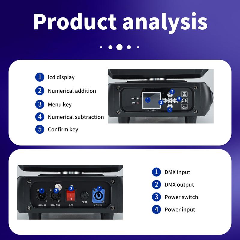 PAIDUN 230W 7R Beam Moving Head Stage Light DMX512 Gobo Rainbow Effect DJ Disco Bar Club Party Wedding