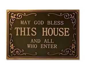 “May God Bless This House and All Who Enter” Artistic Signage, Bless This House Sign Metal Wall Art – Inspirational Christian Home Decor, Rustic Farmhouse Wall Sign with Religious Quote
