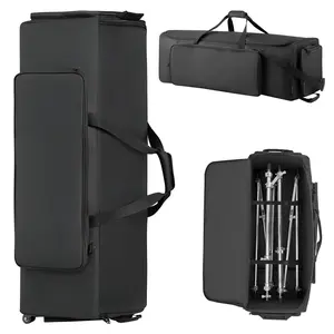 VEVOR Drum Hardware Bag with Wheels, 1680D, Drum Set Equipment Carry Bag, Carrying Case with Sturdy Handle, Durable Zipper, Smooth PVC Wheels, Multiple Pockets, for Hardware and Stand Accessory, Black