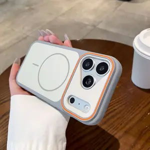 Large-view phone case suitable for iPhone 17 Pro Max, magnetic phone case for Apple 16 Pro, matte finish with skin-like feel, dual-color protective cover for 15/14/13