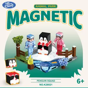 Minecraft Magnetic Building Blocks Puzzle Toy, DIY Penguin Model Kit, Educational Stem Gift for Kids & Boys, Creative Playset