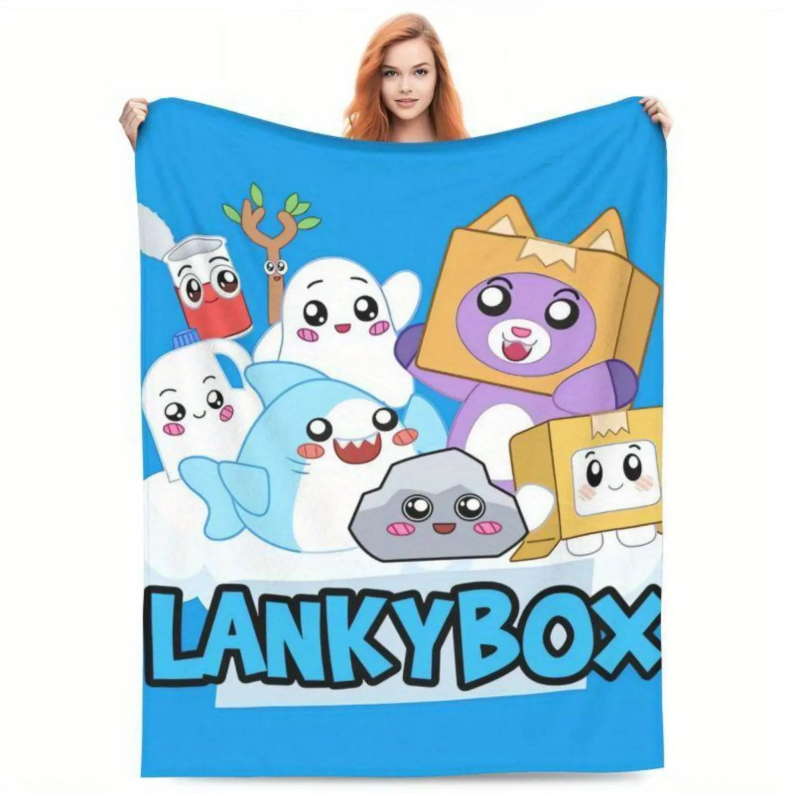 LankyBox Cartoon Theme Printed Soft Flannel Blanket - Lightweight, Breathable, Durable Indoor/Outdoor Blanket for Father's Day, Valentine's Day Gifting, All Seasons (Other Patterns Available)