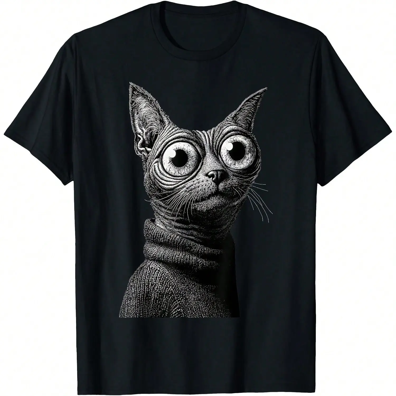 Men's Short-Sleeve Round Neck Tee - Lightweight, Comfortable Menswear for Vintage Sphynx Cat Lovers (Colorful Design)