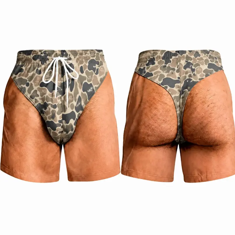 Men's Novelty Camouflage Swim Trunks, Camouflage Beach Shorts with Mesh Lining, Funny Ugly Summer Shorts Vacation Gifts for Him