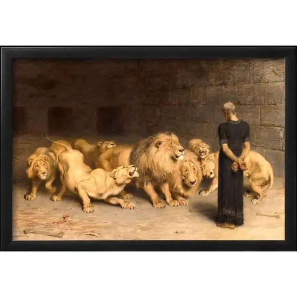 [Up to 65% Off][Free Shipping] Historical 1872 Daniel in the Lions' Den Religious Graphic Paper Print, No-Frame Home Supplies Wall Decor, 20x30/24x24 Kid Room Poster for Wardrobe Display