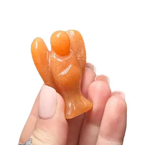 Orange Aventurine Angel Statue for Home Decor and Ornaments last supper statue meditation tools animal figurine