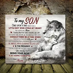 1pc Wooden Framed To My Son Canvas Painting Art Prints Wall For Bedroom Living Room Decor Being Your Mom Is My Happily Ever After Lion Mom Canvas Print Canvas Picture With Framed Ready to Hang Gift-Wrapped Canvas