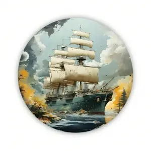 Aluminum Nautical Sign 8x8 Inch Round Stormy Seas Decorative Wall Decor for Home Bar Cafe Living Room Ocean Coastal Theme