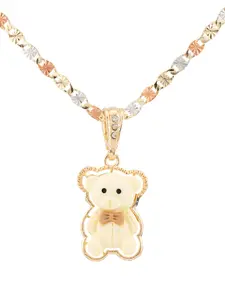Cute bear pendant with 20 or 24 inch three-color gold-plated chain.