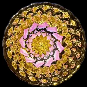 JianZhan--Handcraft Gloden Lotus Cup (Pink Petal)-art