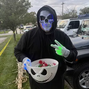 2026 Upgrade Halloween Scary LED Mask LED Skeleton Mask Purge Hacker Mask Glow in The Dark Mask for Halloween Costume Party Creepy Spooky